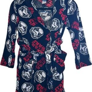 Star Wars Boys Robe Size 8 Black Stormtrooper Print Hooded Belted Pockets